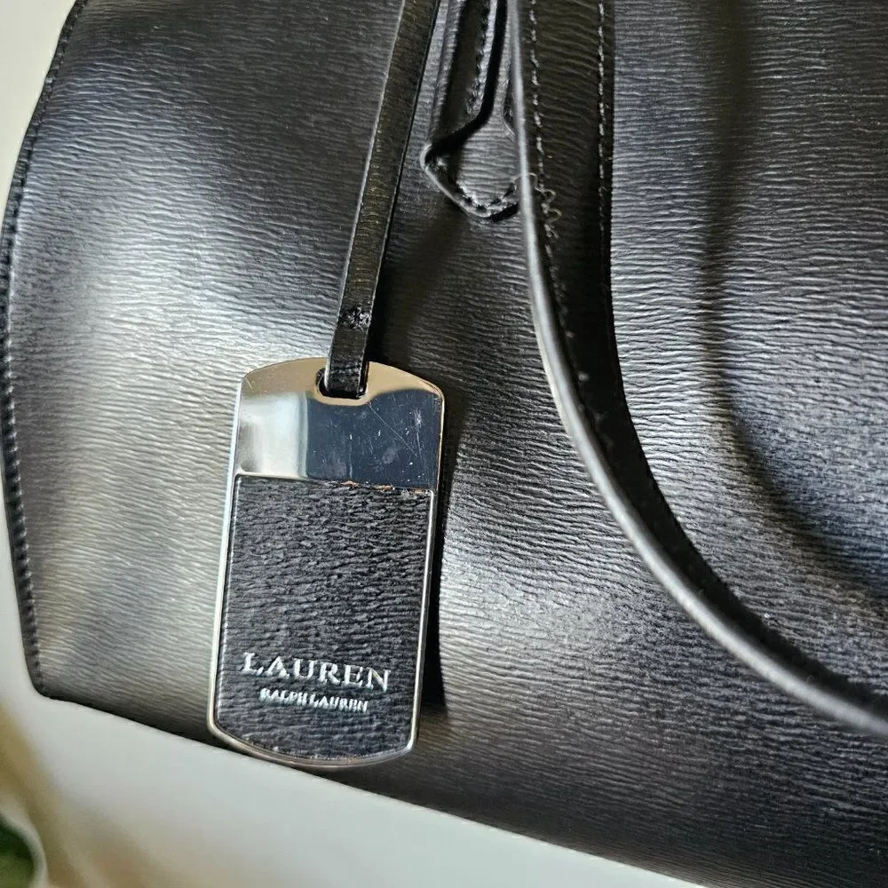 LIKE NEW LAUREN RALPH LAUREN BLACK LEATHER SATCHEL / SHOULDER BAG MEDIUM